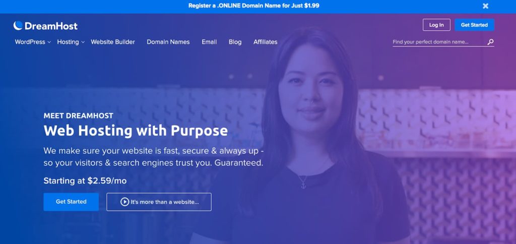 Dreamhost WordPress Hosting Plans with Purpose (Screenshot of Details)