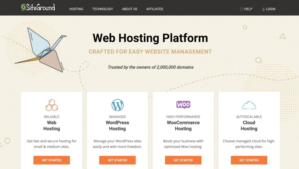 SiteGround's WordPress Hosting Plans and Options (Screenshot)