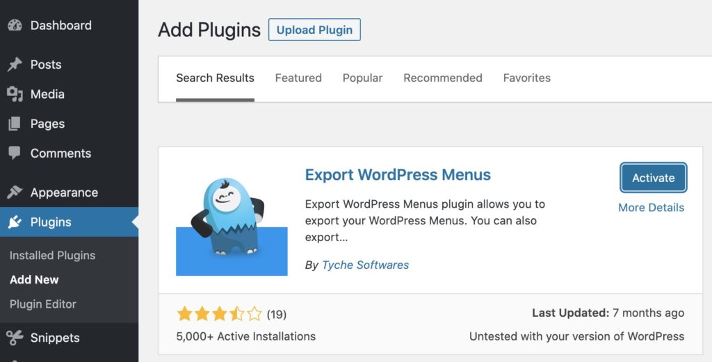 Export WordPress menus by Tyche Softwares