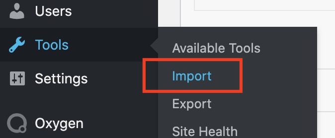 WordPress import option