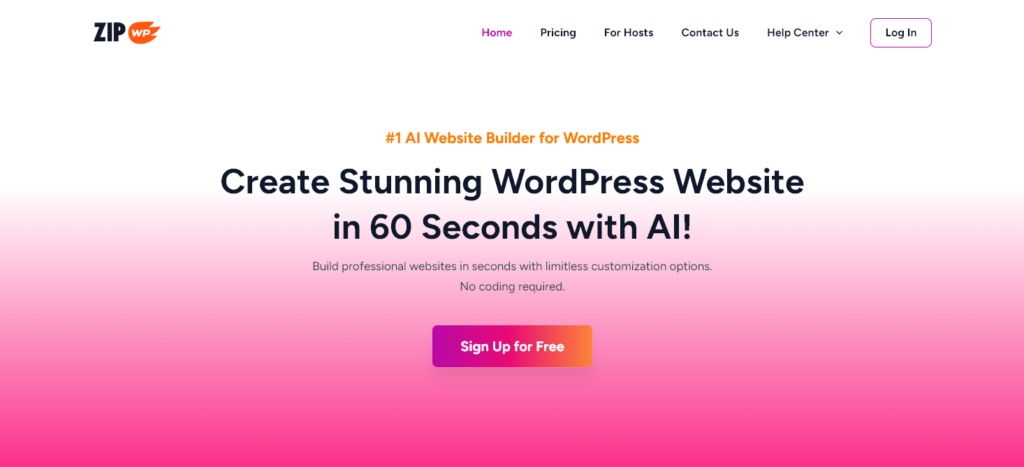 ZipWP AI Plugin (Screen Shot for WordPress)