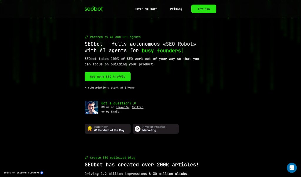SEObot homepage