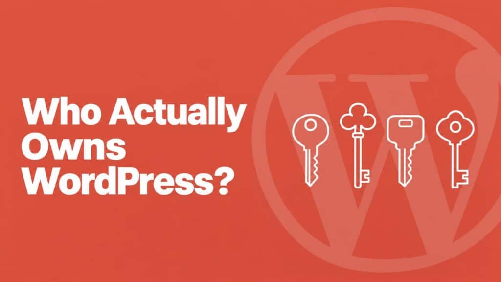 Four different keys beside the WordPress logo, representing the four separate parties that control different parts of WordPress